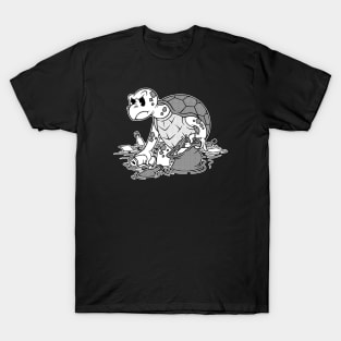 cartoon turtle vs sea pollution T-Shirt